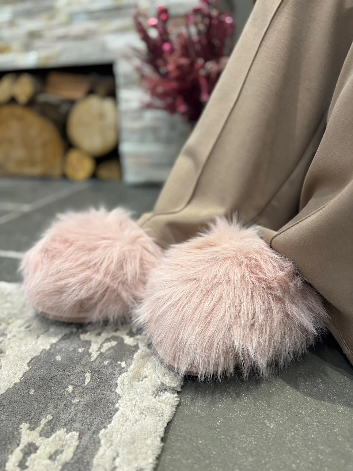 Pink Fluffy Mule Slippers - Image 3